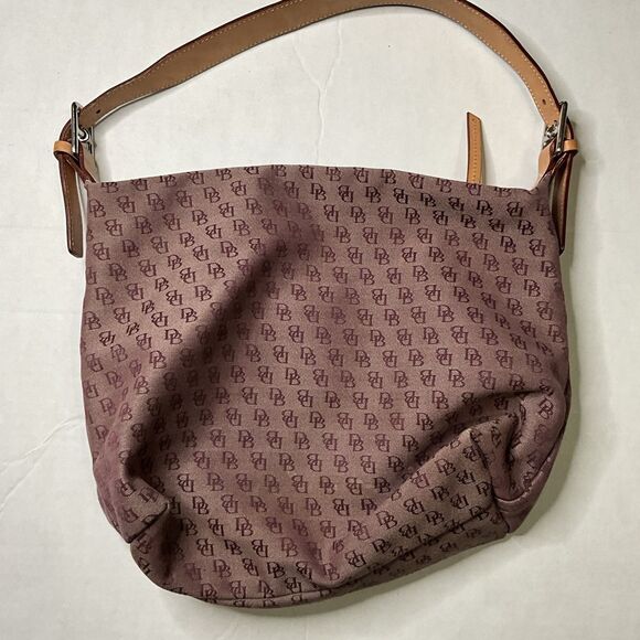 Dooney & Bourke Shoulder Bag Hobo Purse Signature Logo Canvas DB Leather Satchel - Picture 5 of 14